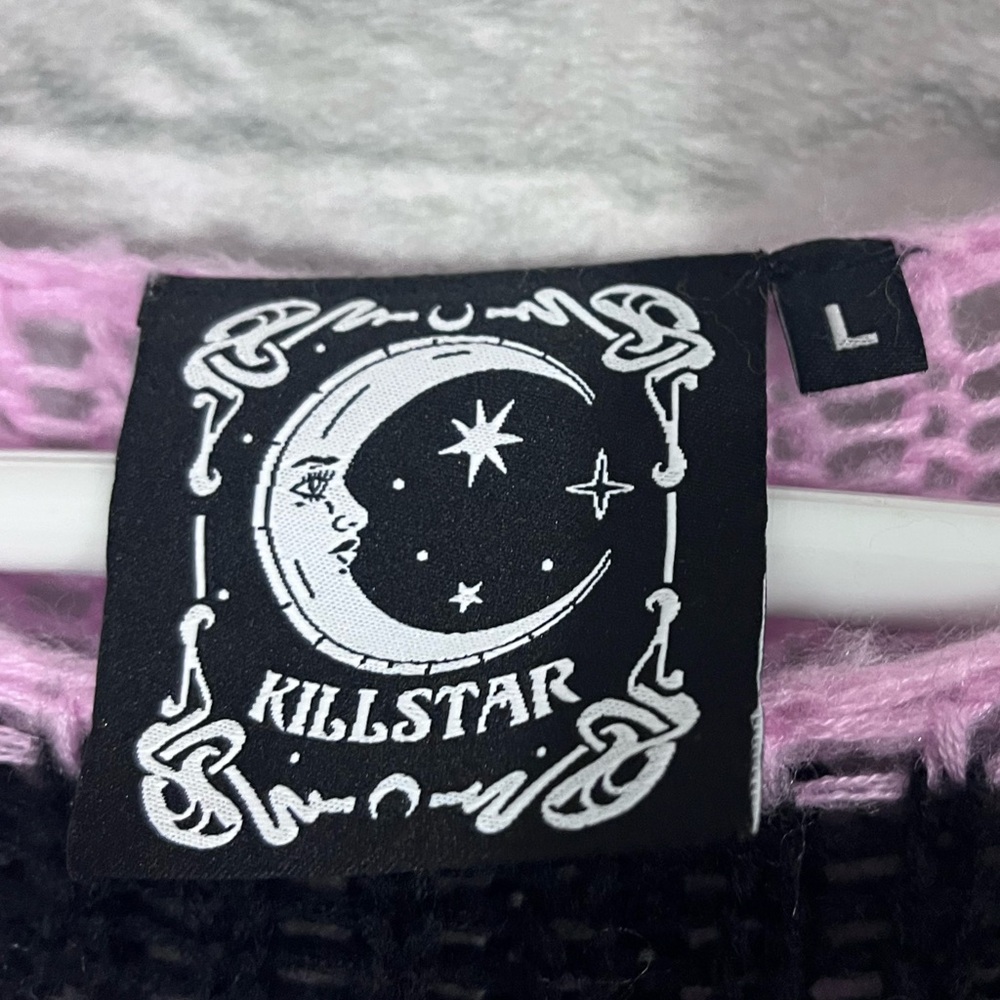 Killstar Size Large Bad Blossoms Knit Sweater Pink And Black Distressed Gothic - Picture 16 of 16
